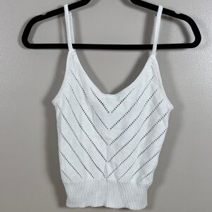 Roxy White Knit Adjustable Strap Tank Top